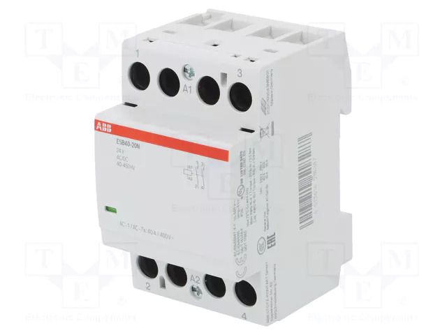 Contactor: 2-pole installation; 40A; 24VAC,24VDC; NO x2; ESB ABB ESB40-20N-01
