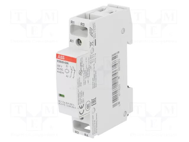 Contactor: 2-pole installation; 20A; 230VAC,230VDC; NC x2; ESB ABB ESB20-02N-06