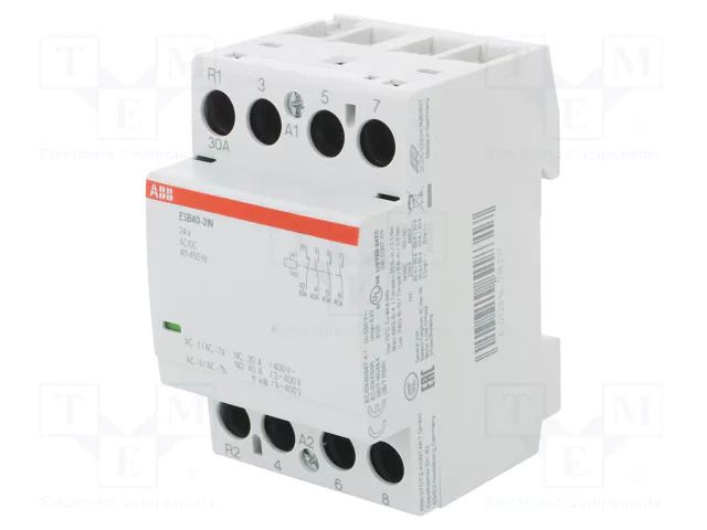 Contactor: 4-pole installation; 40A; 24VAC,24VDC; NC + NO x3 ABB ESB40-31N-01