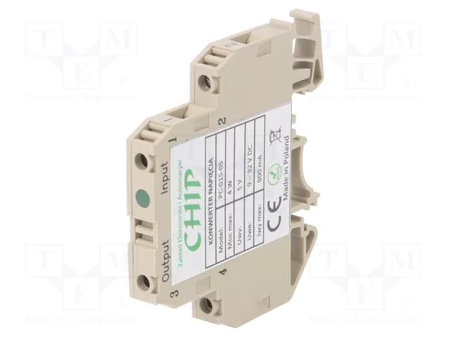 Converter: DC/DC; 4W; Uin: 9÷32VDC; Uout: 5VDC; Iout: 0.8A; IP20 CHIP PC-01-05