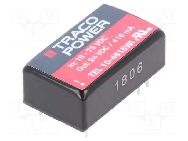 Converter: DC/DC; 10W; Uin: 18÷75VDC; Uout: 24VDC; Iout: 416mA; DIP16 TRACO POWER TEL10-4815WI