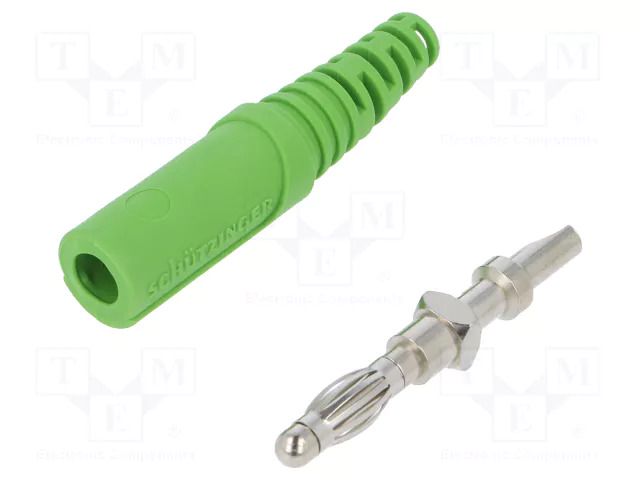 Connector: 4mm banana; plug; 32A; 33VAC; 70VDC; green; 2.5mm2 SCHÜTZINGER FK9LNI-GN
