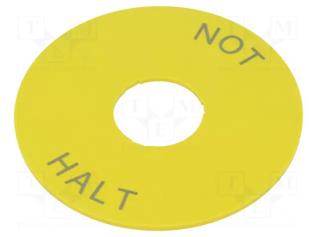 Warning plate; 22mm; 3SU1.5; -25÷70°C; Ømount.hole: 22mm; Ø: 75mm SIEMENS 3SU1900-0BB31-0AT0