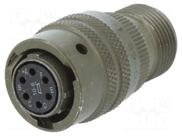 Connector: circular; plug; female; PIN: 6; PT/451; 7.5A; 600V; olive AMPHENOL AIR PT06A10-6S