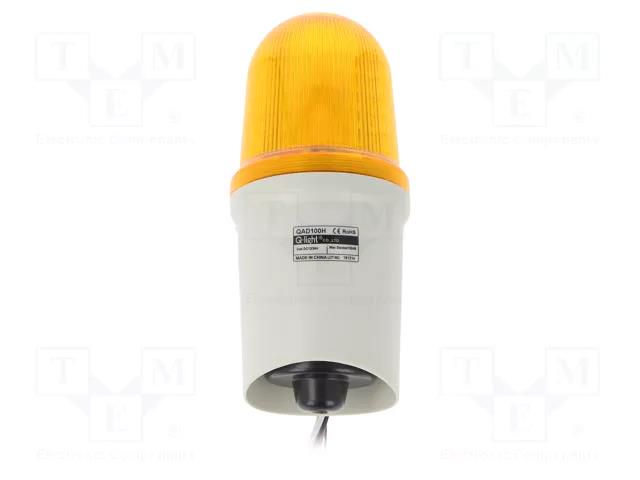 Signaller: lighting-sound; 10÷30VDC; LED; amber; IP65; Ø97x218mm QLIGHT QAD100H-12/24-A