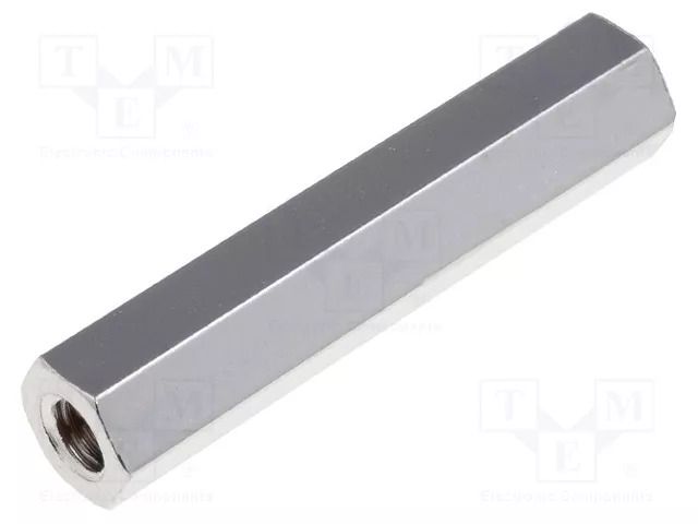 Screwed spacer sleeve; 25mm; Int.thread: M3; brass; nickel VOGT TDYSFF-M3/25