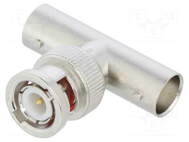 T adapter; BNC socket x2,BNC plug; 50Ω; POM; gold-plated AMPHENOL RF 112461