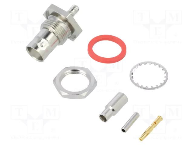 Connector: BNC; socket; female; straight; 50Ω; crimped; POM; brass AMPHENOL RF 112517