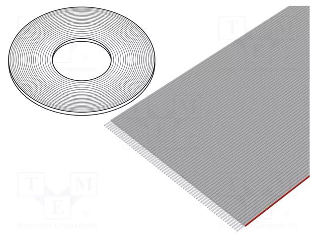 Wire: ribbon; 1.27mm; stranded; Cu; unshielded; PVC; grey; 30.5m BQ CABLE FLC-64/30-E