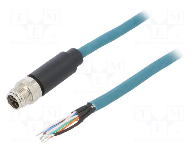 Connector: M12; plug; male; PIN: 8; straight; X code-ProfiNET; 500mA BULGIN TPU12FIM08XCL050PU