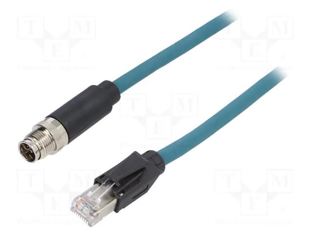 Cable: for sensors/automation; PIN: 8; male; M12 male,RJ45 plug BULGIN TPU12FIM08XRJ020PU