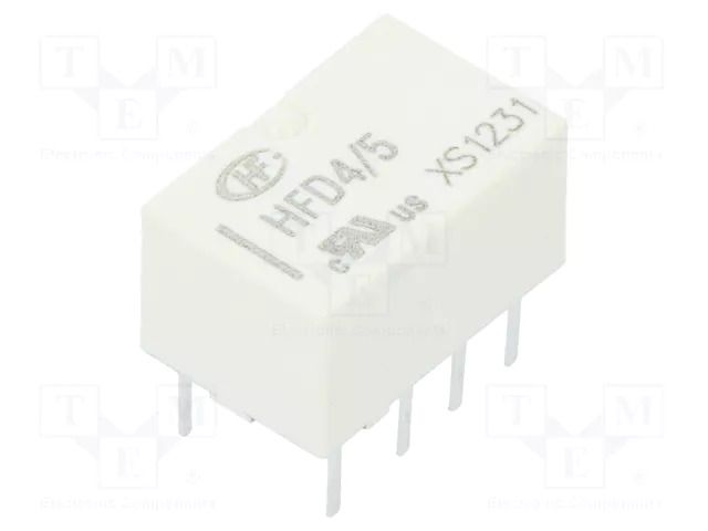 Relay: electromagnetic; DPDT; Ucoil: 5VDC; 2A; 0.5A/125VAC; PCB HONGFA RELAY HFD4/5