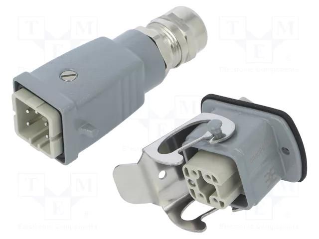 Connector: HDC; male + female; plug + socket,complete set; HA WEIDMÜLLER KIT-HA04.400