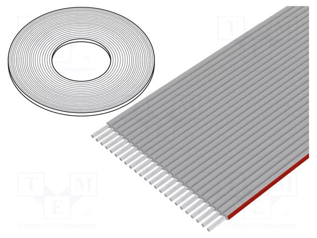 Wire: ribbon; 1mm; stranded; Cu; unshielded; PVC; grey; 30.5m CONNFLY DS1057-01-24A282R