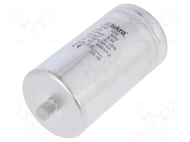 Capacitor: polypropylene; one phase; Q@50Hz: 3.33kVAR; 400VAC ISKRA KNK5015-3.33K-400