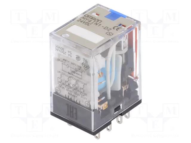 Relay: electromagnetic; 4PDT; Ucoil: 24VDC; Icontacts max: 5A; MY4 OMRON MY4-IN1-D2-24DC