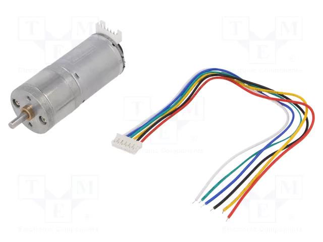 Motor: DC; with encoder,with gearbox; 6VDC; 3A; Shaft: D spring DFROBOT DF-FIT0522