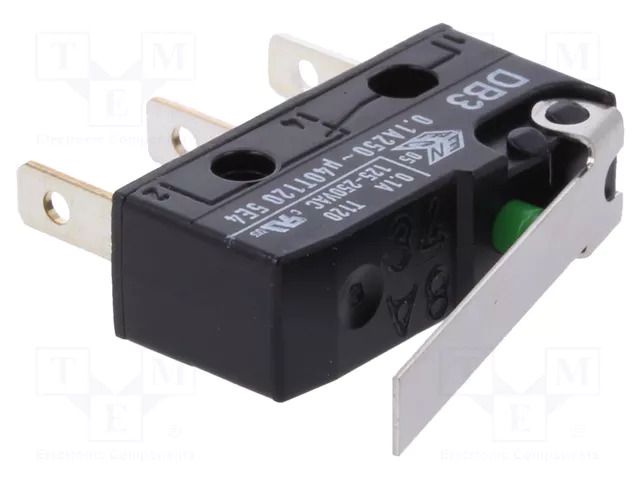 Microswitch SNAP ACTION; 0.1A/250VAC; 0.1A/80VDC; with lever ZF DB3C-B1LC