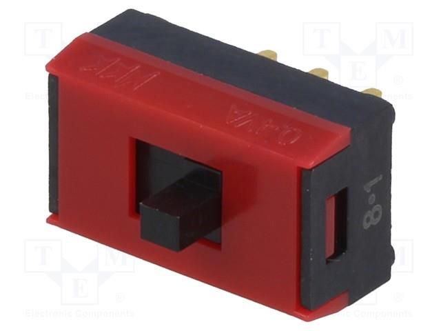 Switch: slide; Pos: 2; DPDT; 0.01A/28VDC; ON-ON; vertical; 10x6x4mm NKK SWITCHES SS22SBP4