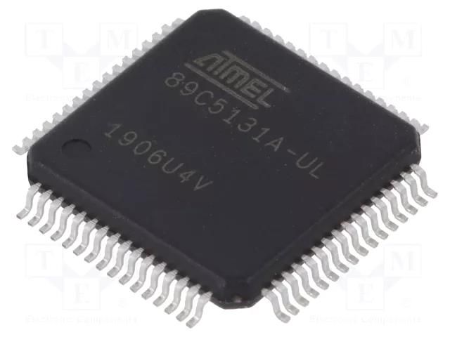 IC: microcontroller 8051; Interface: I2C,SPI,UART,USB; VQFP64 MICROCHIP TECHNOLOGY AT89C5131A-RDTUL