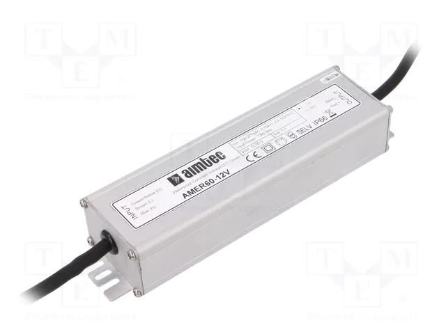 Power supply: switching; LED; 60W; 12VDC; 5A; 90÷295VAC; IP66; OUT: 1 AIMTEC AMER60-12V