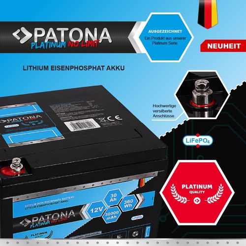 PATONA Platinum LiFePO4 Battery 12V 30Ah 360Wh 30.000mAh, PATONA 6414