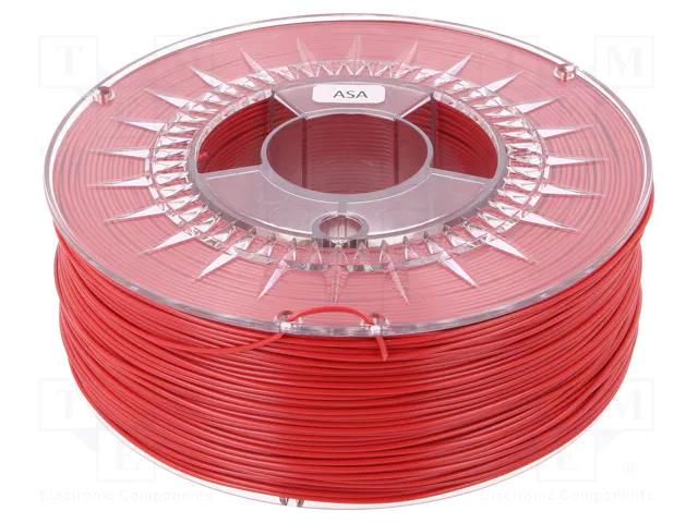 Filament: ASA; Ø: 1.75mm; red; 230÷240°C; 1kg; Table temp: 90÷100°C DEVIL DESIGN DEV-ASA-1.75-RD