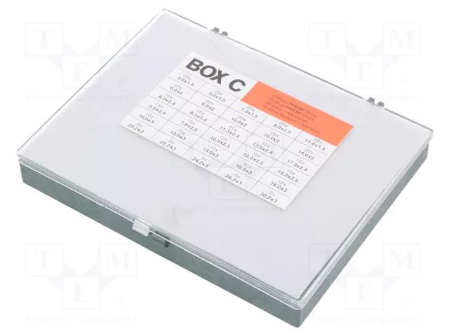 O-ring set; FPM; inch,metric; 425pcs. ORING USZCZELNIENIA TECHNICZNE OBOX-425-FPM-IN/M