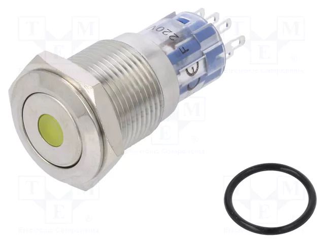 Switch: vandal resistant; DPDT; 3A/250VAC; IP67; ON-(ON); amber BULGIN MP0045/1D1AM220S