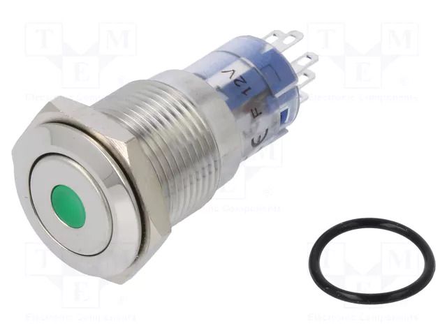 Switch: vandal resistant; DPDT; 3A/250VAC; IP67; ON-(ON); green BULGIN MP0045/1E1GN012S