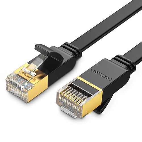 Ugreen Flat Cable Internet Network Cable Ethernet Patchcord RJ45 Cat 7 STP LAN 10 Gbps 10m Black (NW106 11265), Ugreen 6957303801459 6957303801459