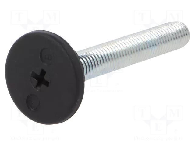 Foot; rigid,with screwdriver slot,with lever; Base dia: 30mm ELESA+GANTER LX.30SW17-M10X63S