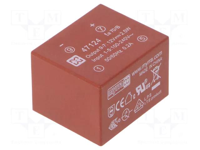 Converter: AC/DC; 2.5W; Uin: 85÷265VAC,120÷370VDC; Uout: 12VDC MYRRA MYRRA-47124