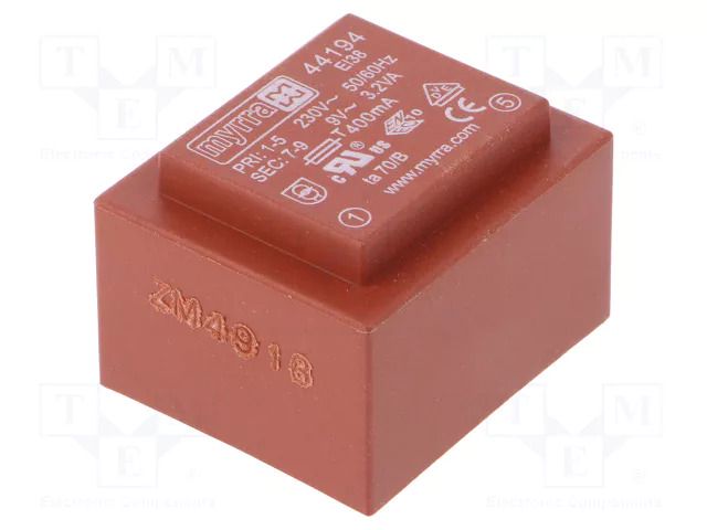 Transformer: encapsulated; 3.2VA; 230VAC; 9V; 356mA; PCB MYRRA MYRRA-44194