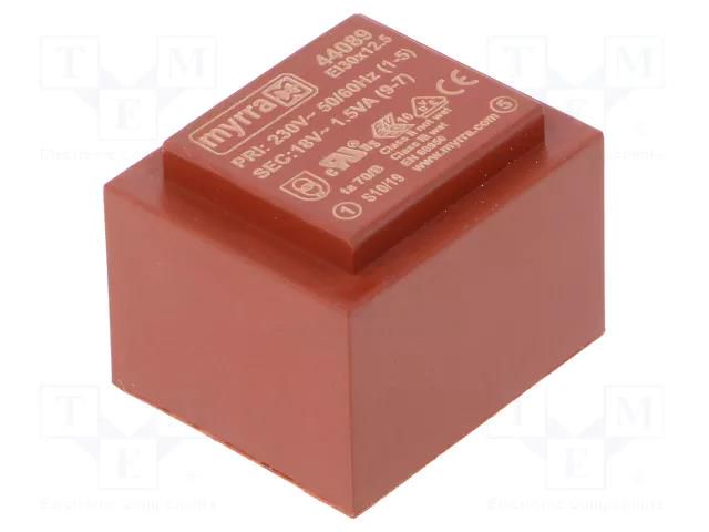 Transformer: encapsulated; 1.5VA; 230VAC; 18V; 83mA; PCB MYRRA MYRRA-44089