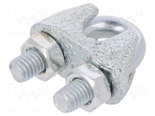 Rope clamp wire; steel; for rope; Ørope: 8mm; zinc; DIN 741 DROMET D-ZL.8
