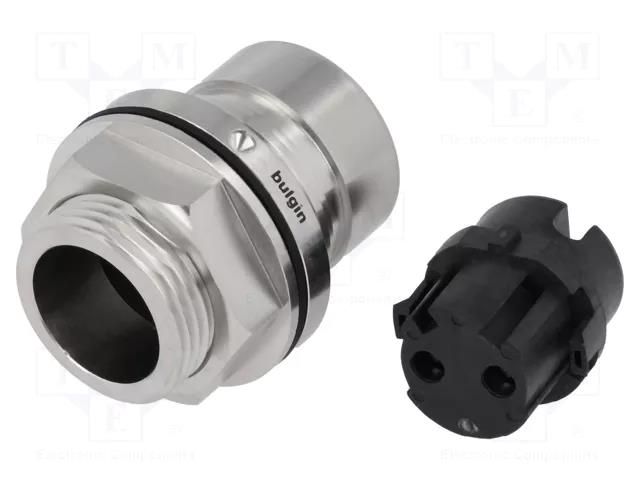 Connector: circular; socket; female; PIN: 2; 16A; 277V; brass; 1.5mm2 BULGIN PXM6012/02S/ST