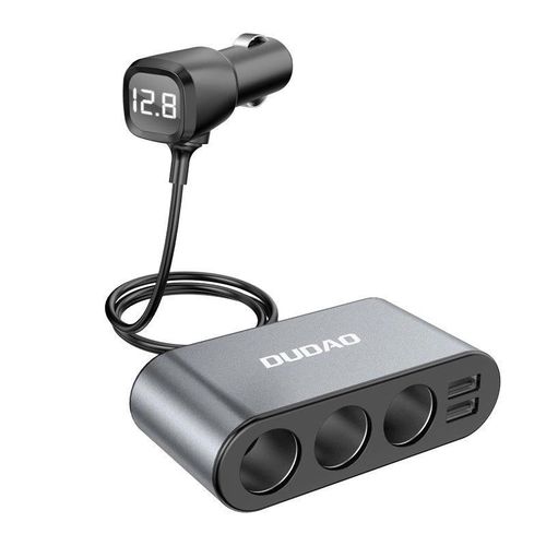 Dudao car charger 2x USB / 3x cigarette lighter splitter black (R1Pro black), Dudao 6973687240547 6973687240547