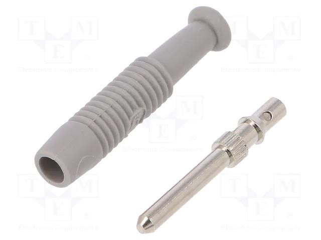 Connector: 2mm banana; plug; 6A; 60VDC; grey; nickel plated; 6mΩ HIRSCHMANN T&M MST3GR