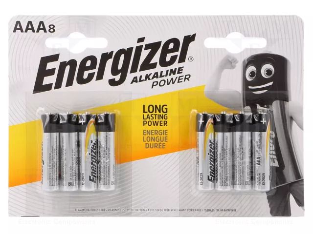 Battery: alkaline; AAA; 1.5V; non-rechargeable; 8pcs. ENERGIZER BAT-LR03/EGB-B8