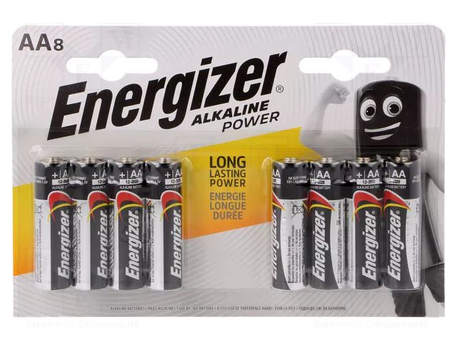 Battery: alkaline; AA; 1.5V; non-rechargeable; 8pcs. ENERGIZER BAT-LR6/EGB-B8