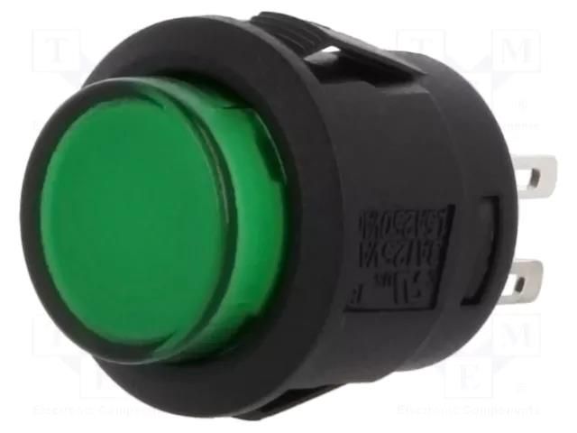 Switch: push-button; Pos: 2; SPST-NO; 1.5A/250VAC; OFF-(ON); green SCI R13523AL05BGL1
