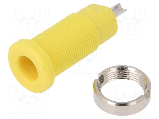 Connector: 2mm banana; socket; 10A; 600V; 25mm; yellow; insulated SCHÜTZINGER SEB3400NI-GE
