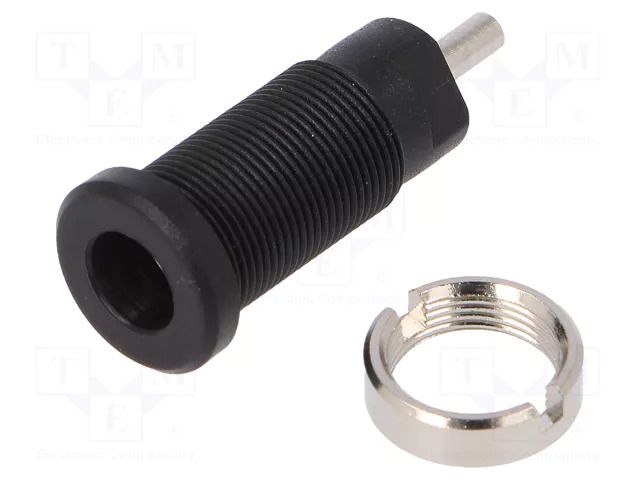 Connector: 2mm banana; socket; 10A; 600V; 25mm; black; insulated SCHÜTZINGER SEB3400NI-SW