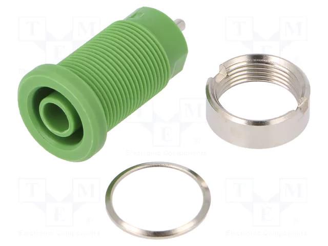 Connector: 4mm banana; socket; 24A; green; nickel plated; 34mm SCHÜTZINGER SEB8632NI-GN