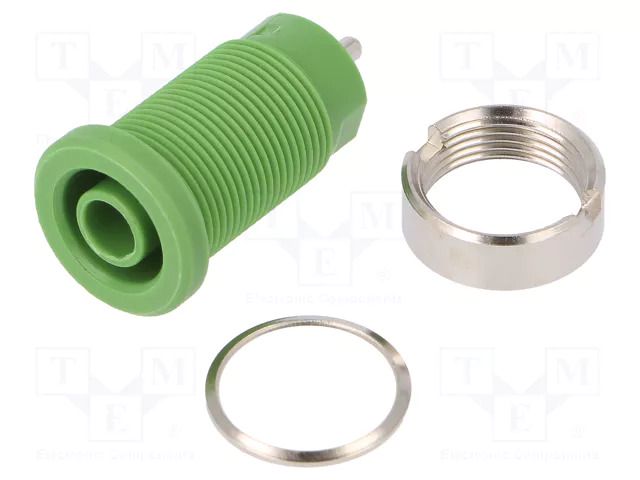 Connector: 4mm banana; socket; 24A; green; nickel plated; 34mm SCHÜTZINGER SEB8632NI-GN