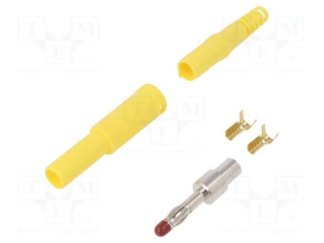 Connector: 4mm banana; plug; 32A; 1kVDC; yellow; insulated; 2.5mm2 SCHÜTZINGER SFK30SNIOK-GE