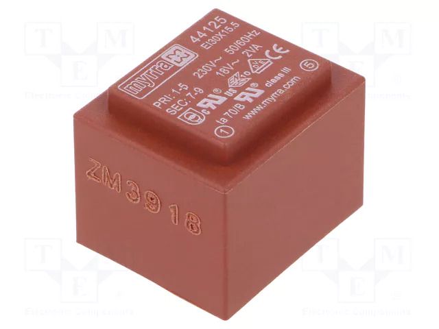 Transformer: encapsulated; 2VA; 230VAC; 18V; 111mA; PCB MYRRA MYRRA-44125