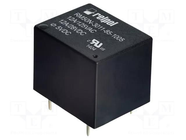 Relay: electromagnetic; SPDT; Ucoil: 5VDC; 12A; 12A/125VAC; RM50N RELPOL RM50N3011851005