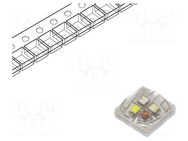 Power LED; RGBW; quadcolour,EMITER; 155°; 300mA; 3W; 3x3x1.8mm ProLight Opto PBLB-3LTE-RGBV